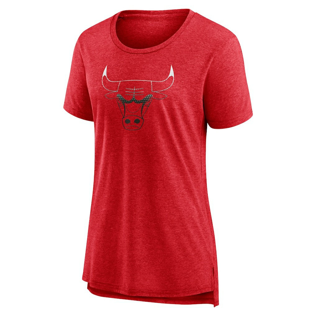 Chicago Bulls Women's Gradient Logo Tri-Blend T-Shirt Heather Red