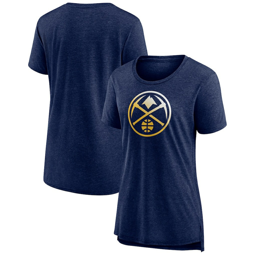 Denver Nuggets Women's Gradient Logo Tri-Blend T-Shirt Heather Navy
