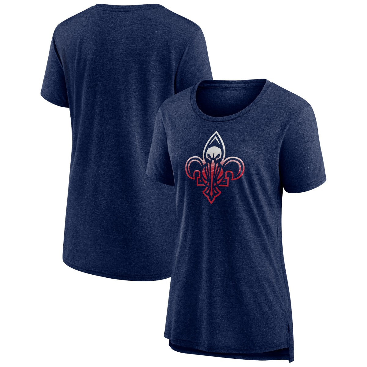 New Orleans Pelicans Women's Gradient Logo Tri-Blend T-Shirt Heather Navy