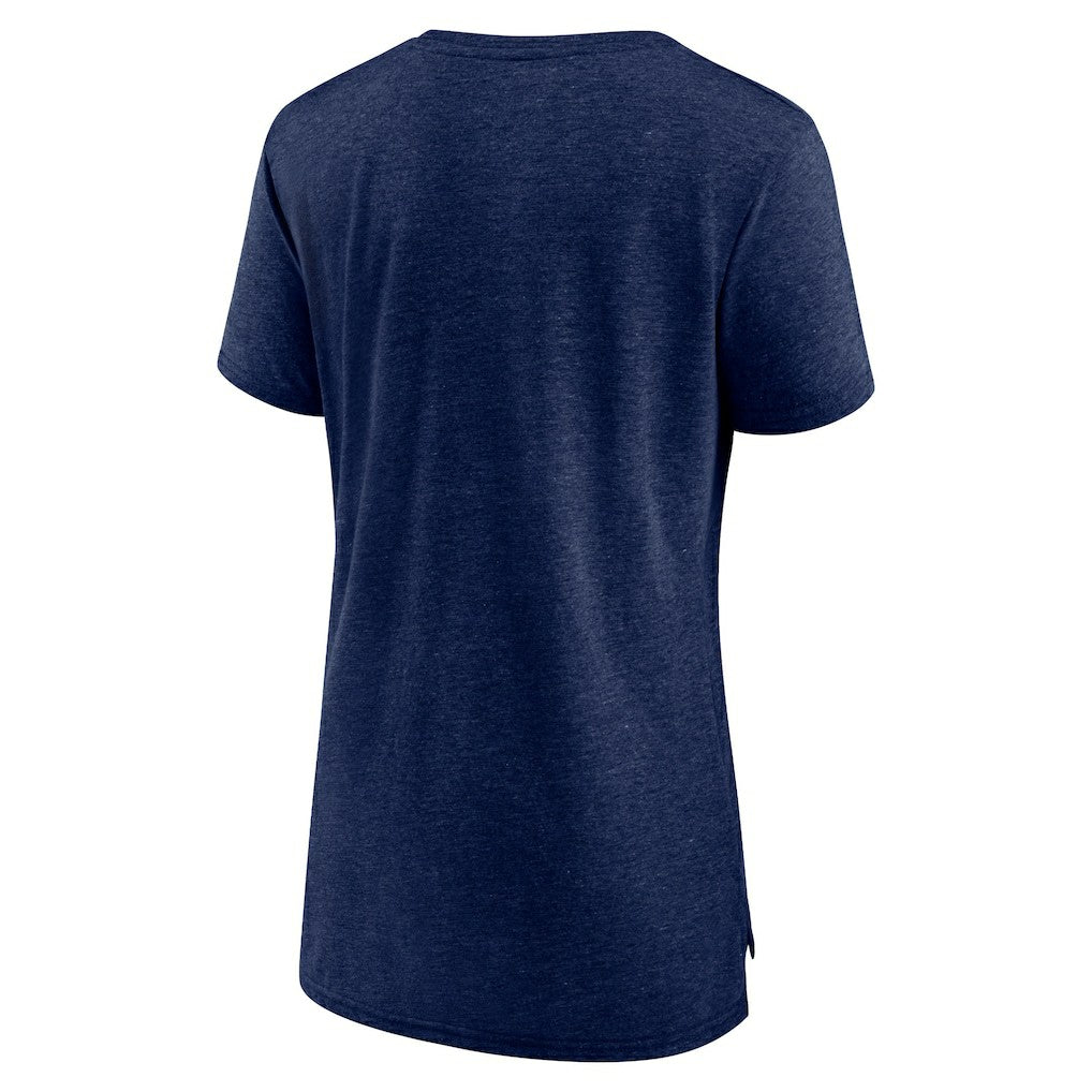 Denver Nuggets Women's Distressed Logo Tri-Blend T-Shirt Heather Navy