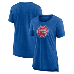Detroit Pistons Women's Distressed Logo Tri-Blend T-Shirt Heather Blue