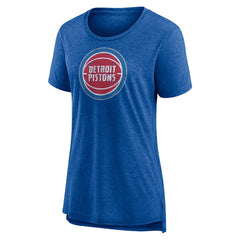 Detroit Pistons Women's Distressed Logo Tri-Blend T-Shirt Heather Blue