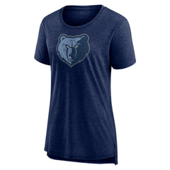 Memphis Grizzlies Women's Distressed Logo Tri-Blend T-Shirt Heather Navy
