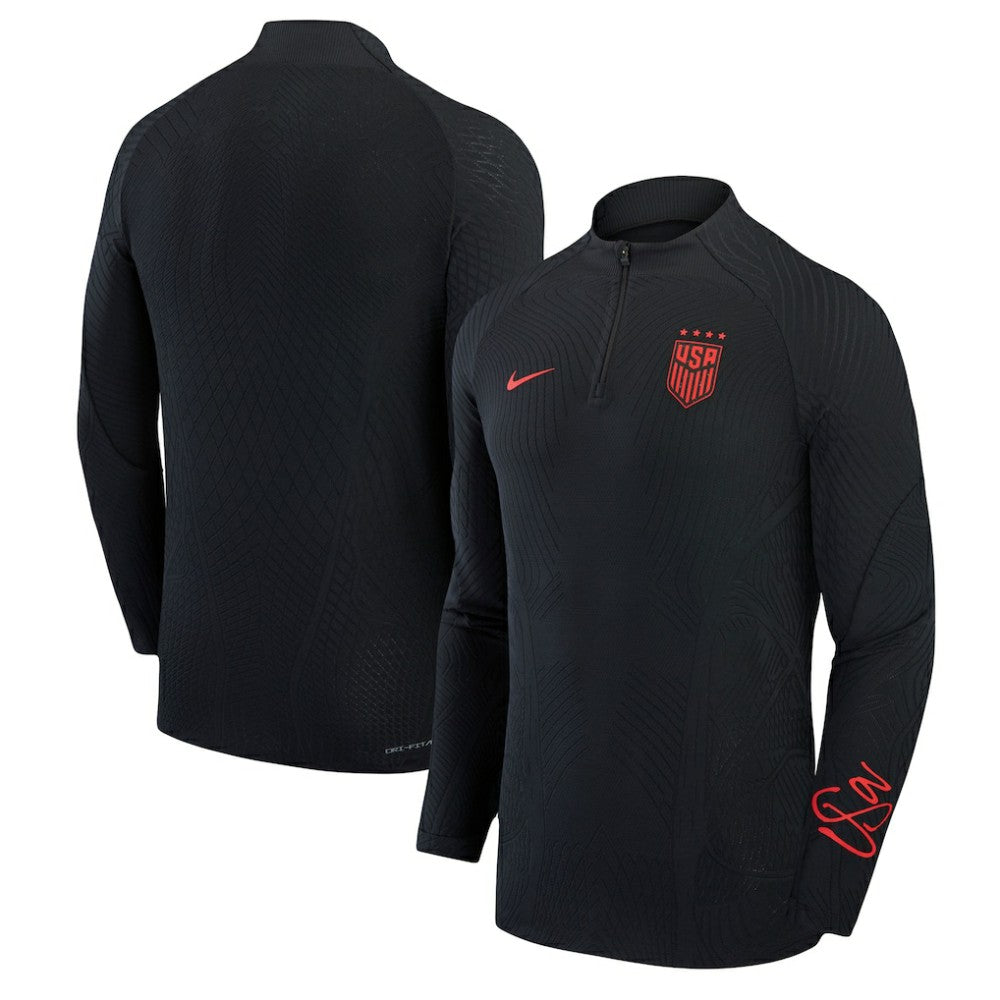 USWNT 2023 Strike Drill Performance Quarter-Zip Long Sleeve Top Black