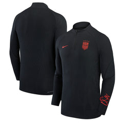 USWNT 2023 Strike Drill Performance Quarter-Zip Long Sleeve Top Black