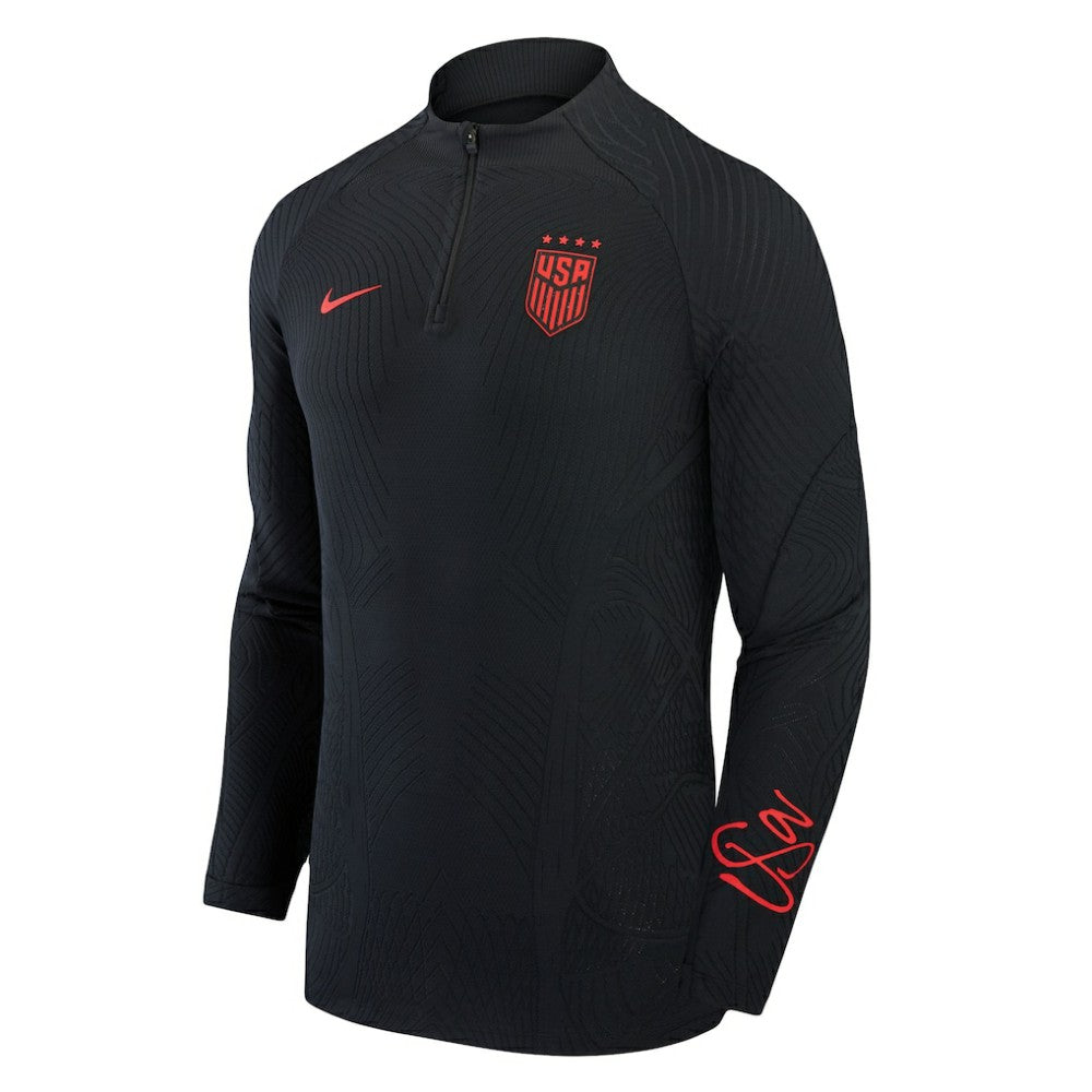USWNT 2023 Strike Drill Performance Quarter-Zip Long Sleeve Top Black