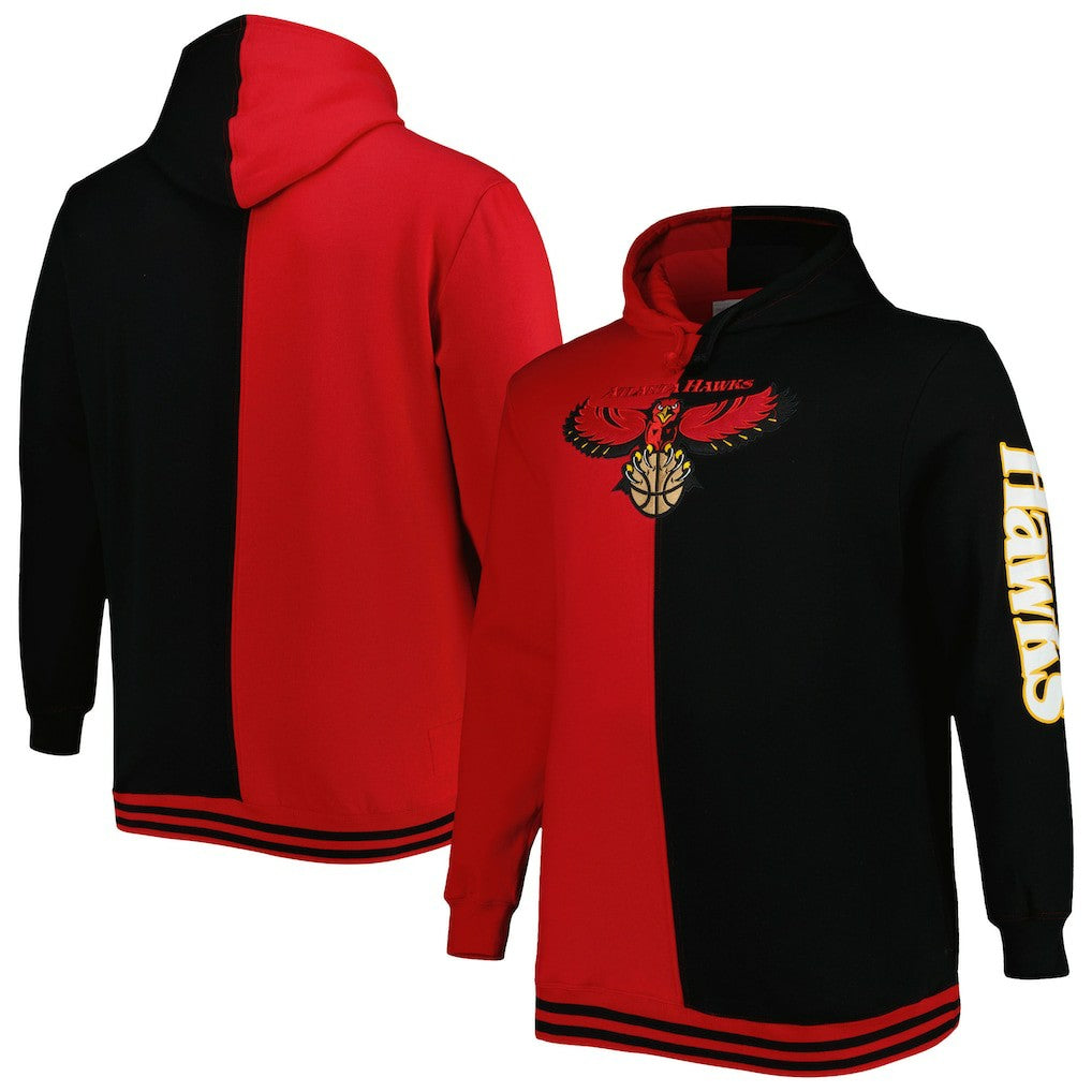 Atlanta Hawks Hardwood Classics Big & Tall Hardwood Classics Split Pullover Hoodie Red/Black