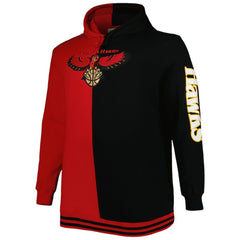 Atlanta Hawks Hardwood Classics Big & Tall Hardwood Classics Split Pullover Hoodie Red/Black