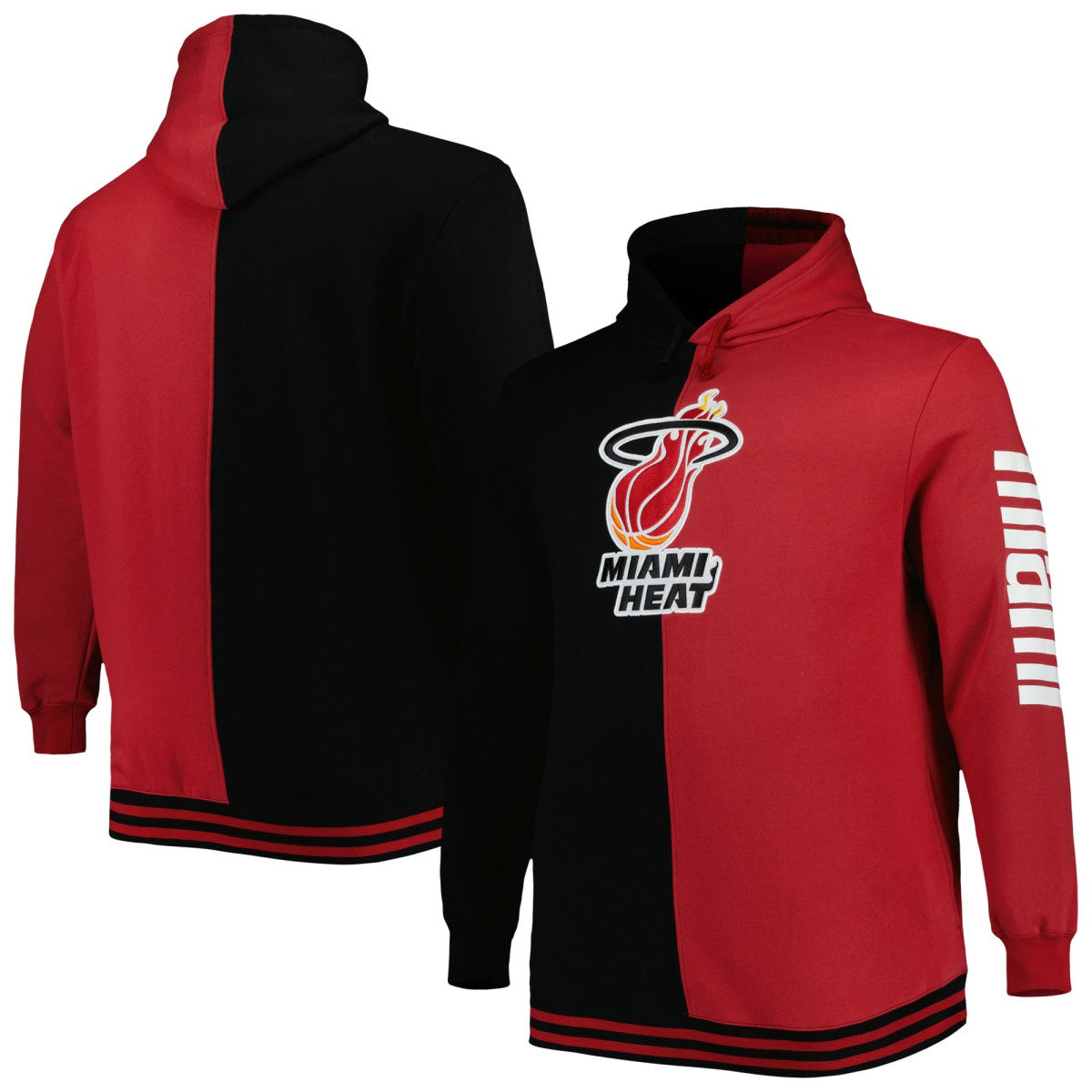 Miami Heat Hardwood Classics Big & Tall Hardwood Classics Split Pullover Hoodie Black/Red