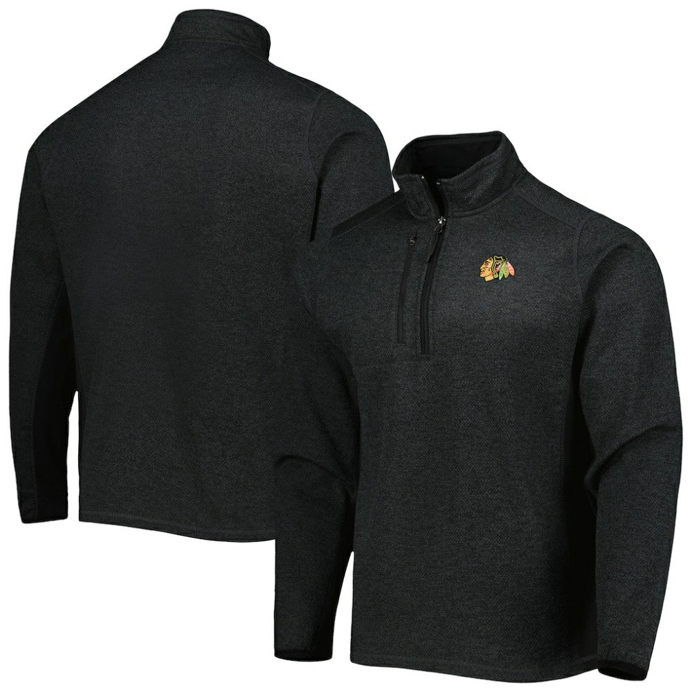 NHL Chicago Blackhawks Antigua Course Quarter-Zip Jacket - Heathered Black
