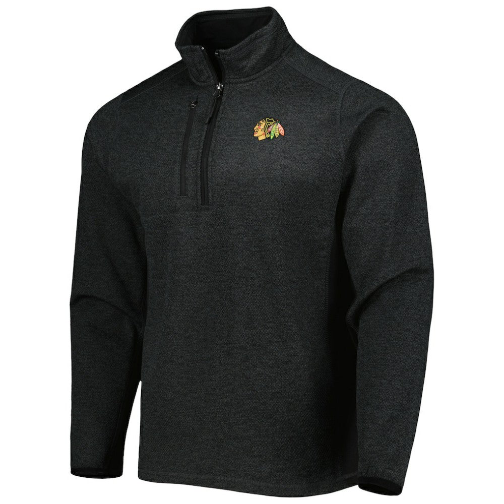 NHL Chicago Blackhawks Antigua Course Quarter-Zip Jacket - Heathered Black