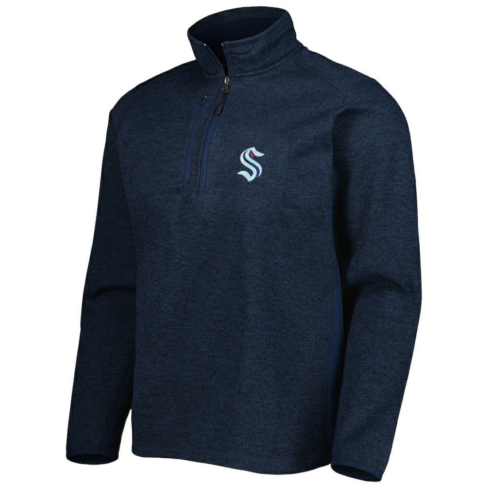 NHL Seattle Kraken Antigua Course Quarter-Zip Jacket - Heathered Deep Sea Blue
