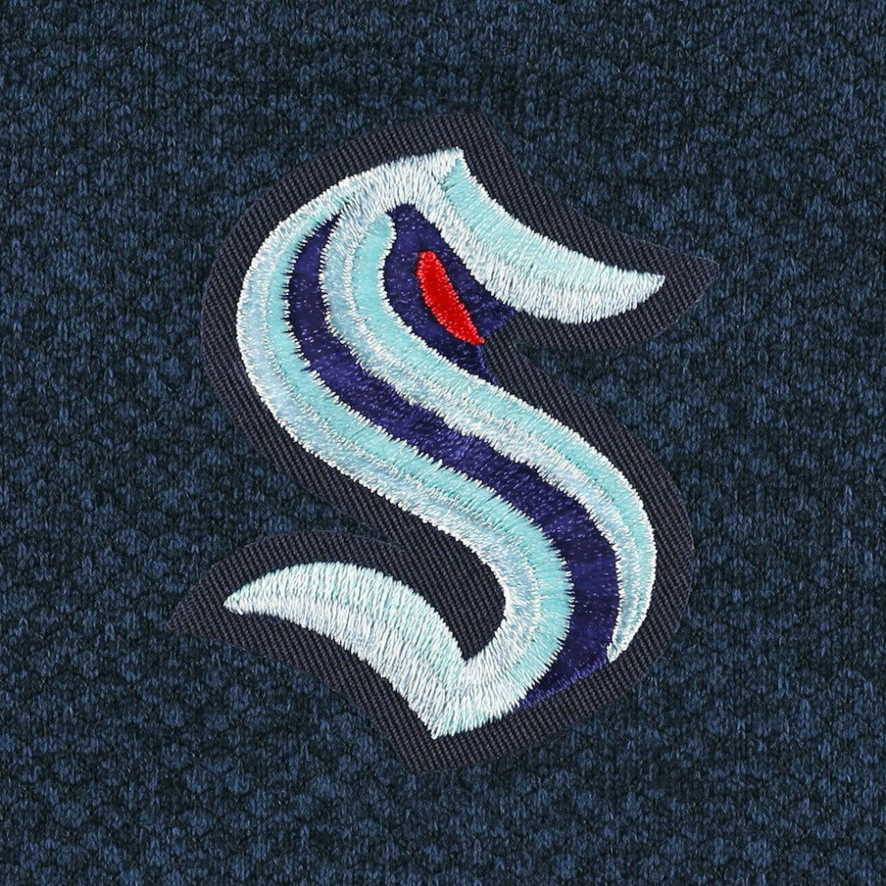 NHL Seattle Kraken Antigua Course Quarter-Zip Jacket - Heathered Deep Sea Blue