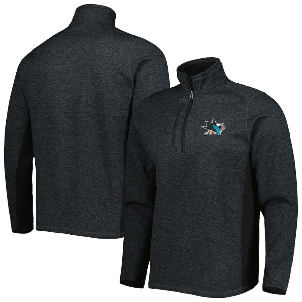 NHL San Jose Sharks Antigua Course Quarter-Zip Jacket - Heathered Black