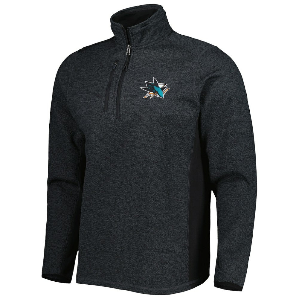 NHL San Jose Sharks Antigua Course Quarter-Zip Jacket - Heathered Black