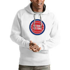 Detroit Pistons Antigua Team Logo Victory Pullover Hoodie White