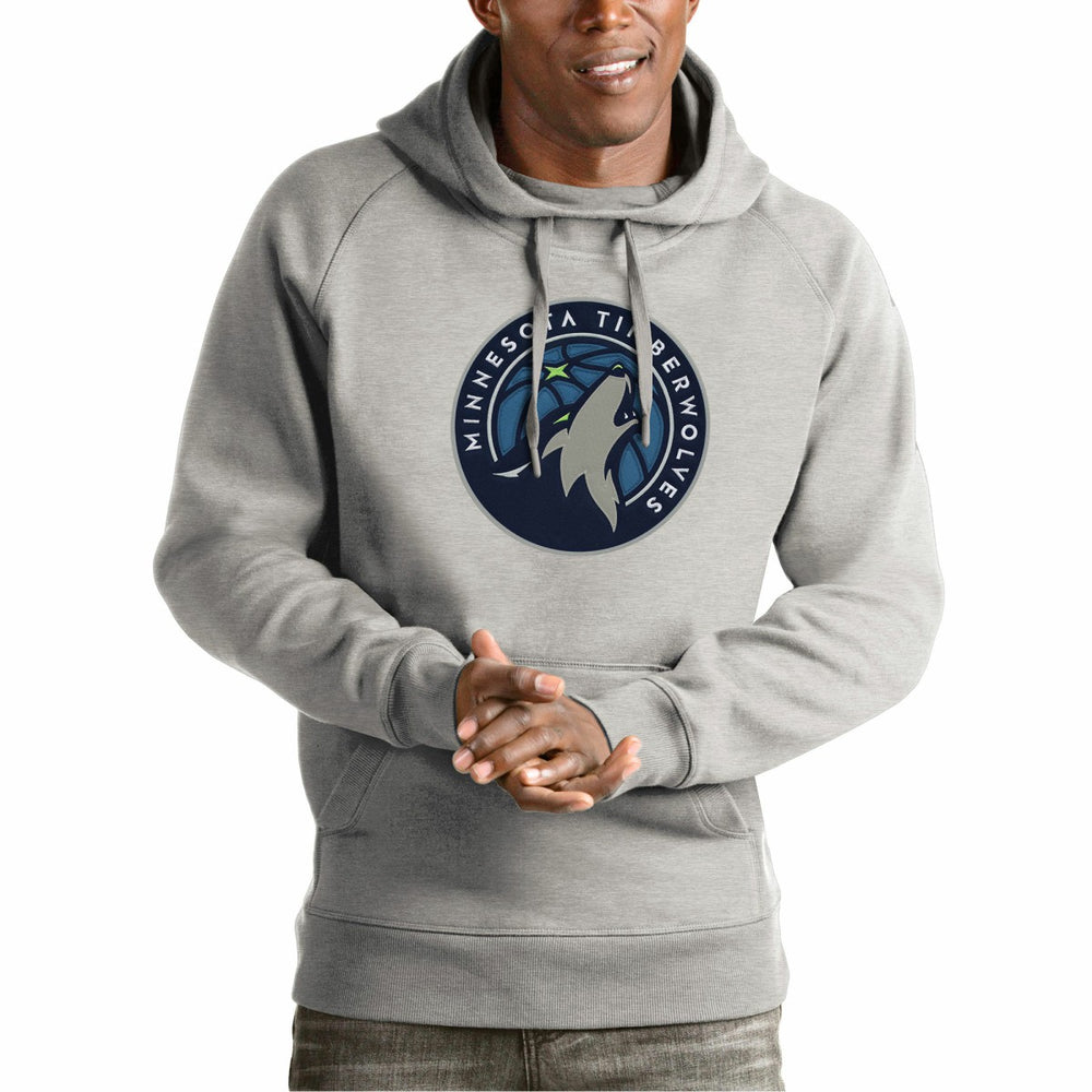 Minnesota Timberwolves Antigua Team Logo Victory Pullover Hoodie Heather Gray