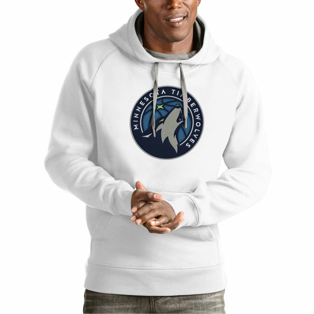 Minnesota Timberwolves Antigua Team Logo Victory Pullover Hoodie White