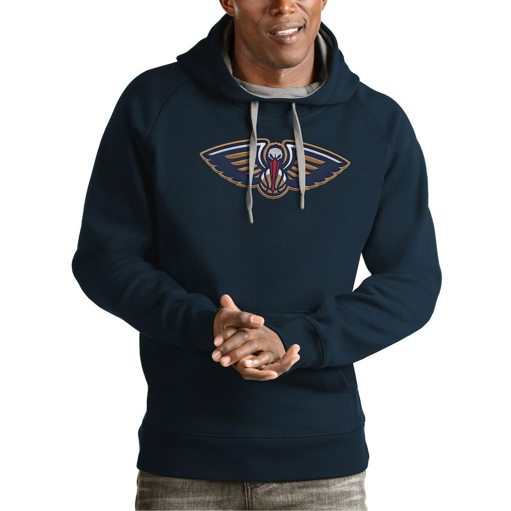 New Orleans Pelicans Antigua Team Logo Victory Pullover Hoodie Navy