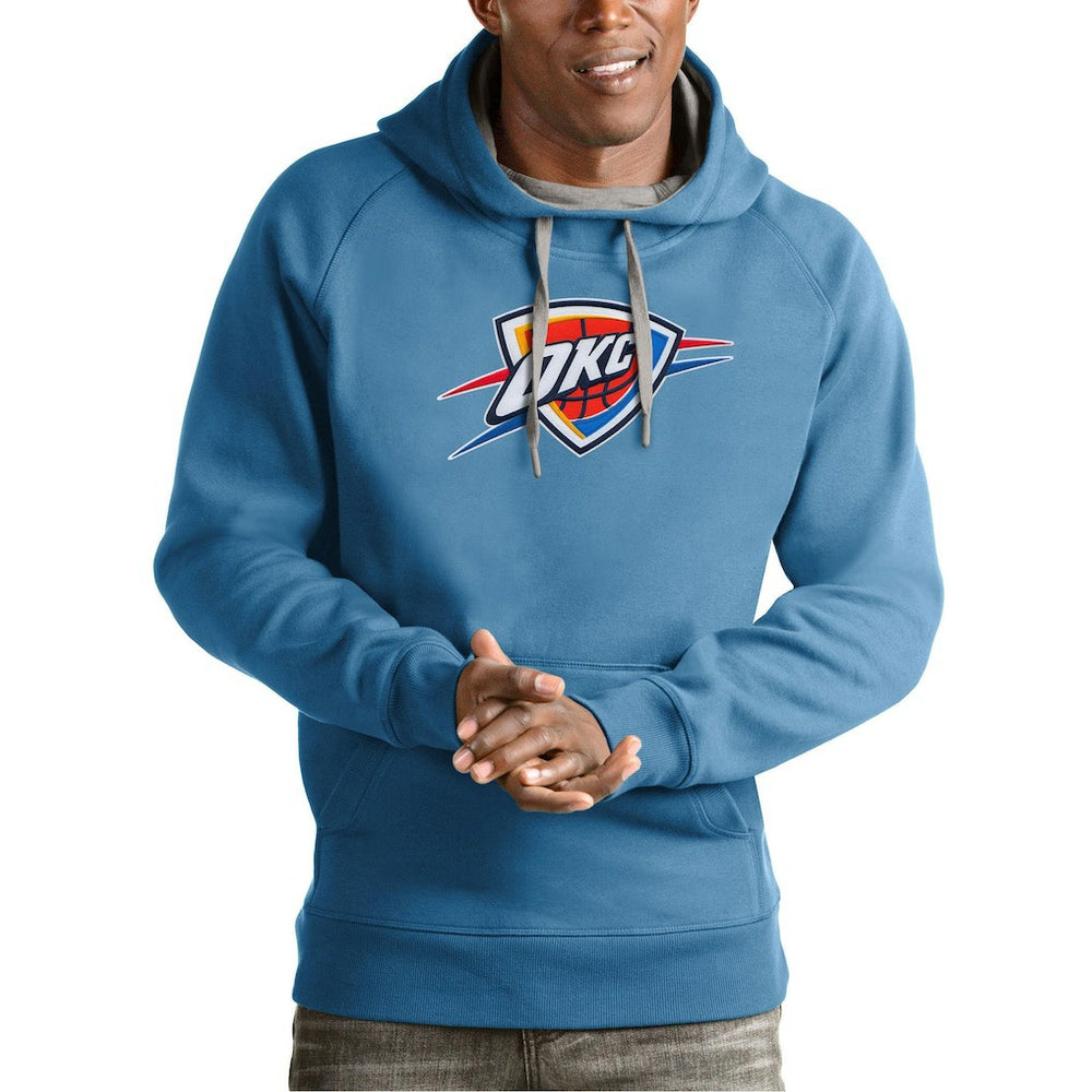 Oklahoma City Thunder Antigua Team Logo Victory Pullover Hoodie Light Blue
