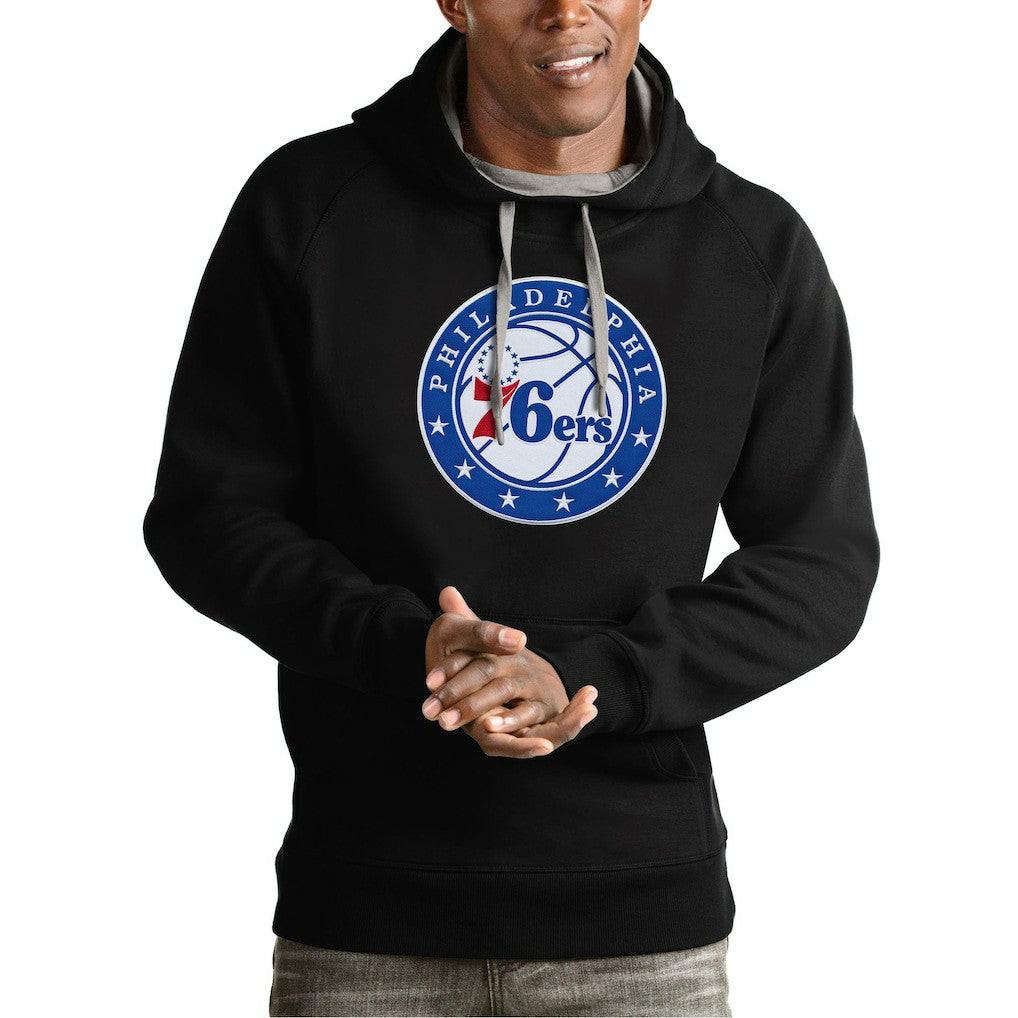 Philadelphia 76ers Antigua Team Logo Victory Pullover Hoodie Black