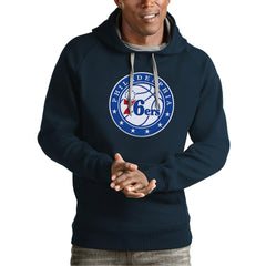 Philadelphia 76ers Antigua Team Logo Victory Pullover Hoodie Navy