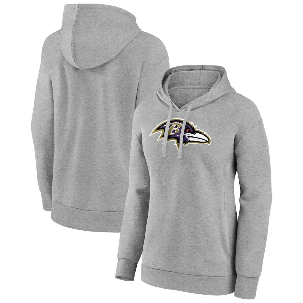 Baltimore Ravens Women's Primary Logo Pullover Hoodie Gray