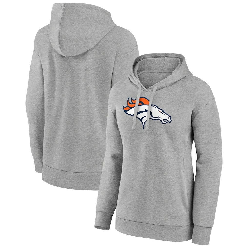 Denver Broncos Women's Primary Logo Pullover Hoodie Gray
