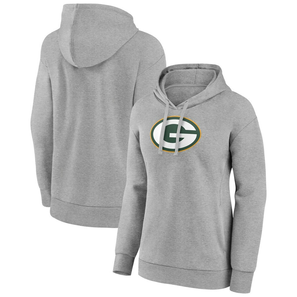 Green Bay Packers Women's Primary Logo Pullover Hoodie Gray