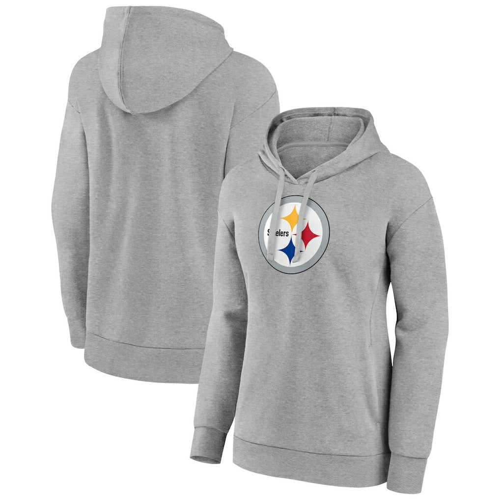 Pittsburgh Steelers Women's Primary Logo Pullover Hoodie Gray