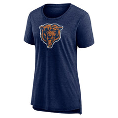Chicago Bears Women's Throwback Team Logo Tri-Blend T-Shirt Heather Navy