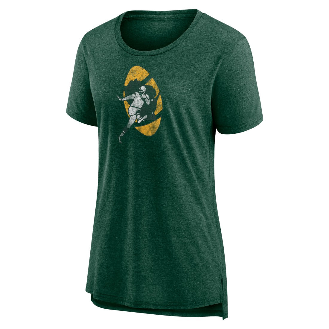 Green Bay Packers Women's Throwback Team Logo Tri-Blend T-Shirt Heather Green