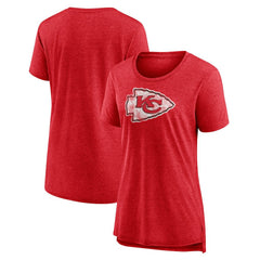 Kansas City Chiefs Women's Throwback Team Logo Tri-Blend T-Shirt Heather Red