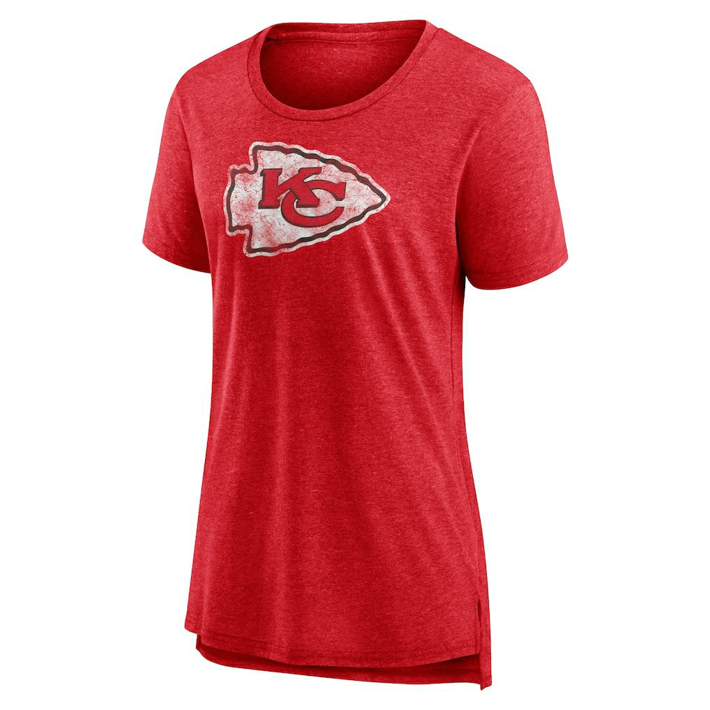 Kansas City Chiefs Women's Throwback Team Logo Tri-Blend T-Shirt Heather Red