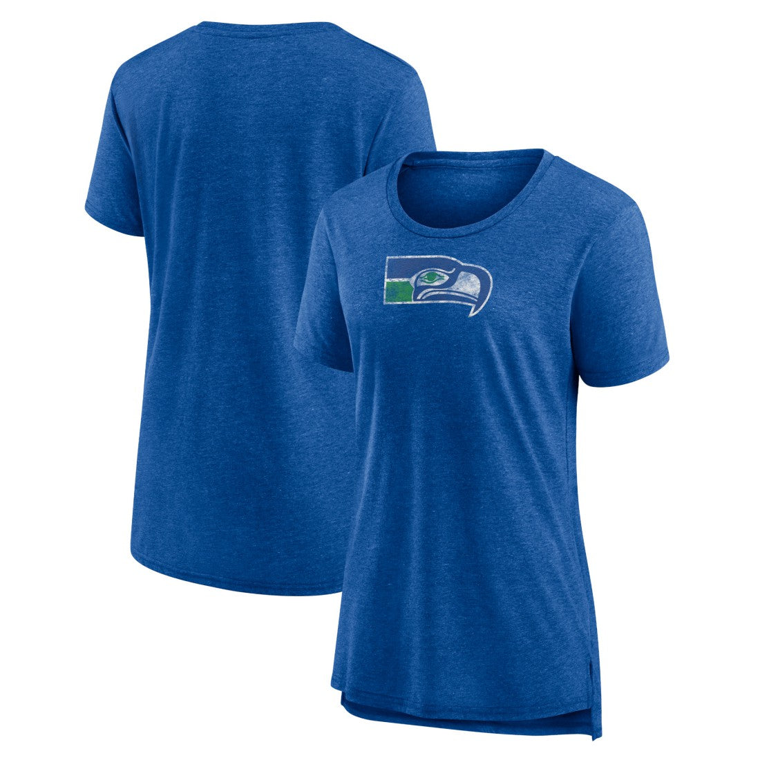 Seattle Seahawks Women's Throwback Team Logo Tri-Blend T-Shirt Heather Royal