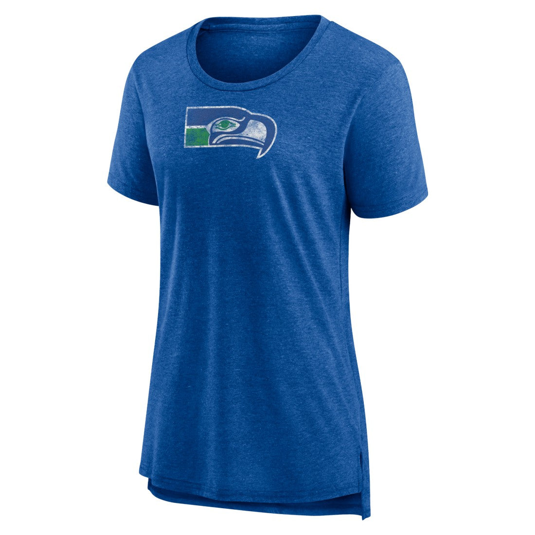 Seattle Seahawks Women's Throwback Team Logo Tri-Blend T-Shirt Heather Royal