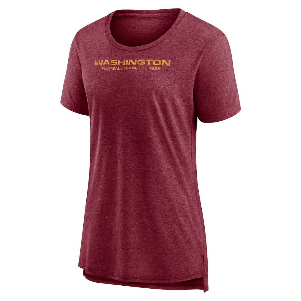 Washington Commanders Women's Throwback Team Logo Tri-Blend T-Shirt Heather Burgundy
