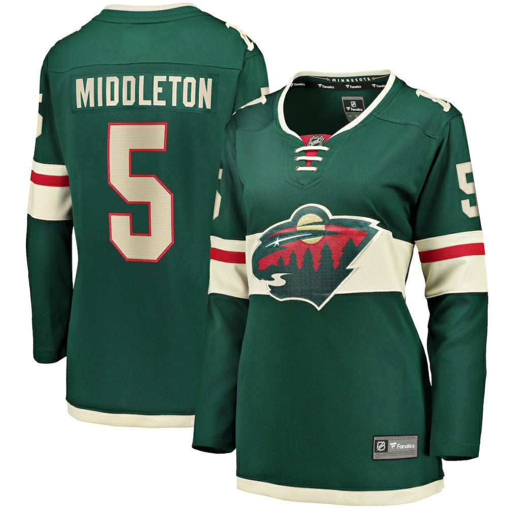 NHL Jake Middleton Minnesota Wild Fanatics Women's Home Breakaway Player Jersey - Green