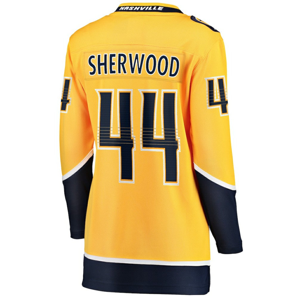 NHL Kiefer Sherwood Nashville Predators Fanatics Women's Home Breakaway Player Jersey - Gold