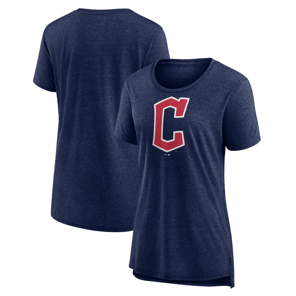 Cleveland Guardians Women's Official Wordmark Tri-Blend T-Shirt - Heather Navy T-shirts
