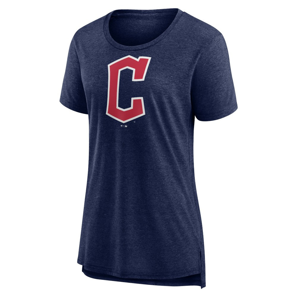 Cleveland Guardians Women's Official Wordmark Tri-Blend T-Shirt - Heather Navy T-shirts