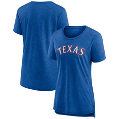 Texas Rangers Women's Official Wordmark Tri-Blend T-Shirt - Heather Royal T-shirts