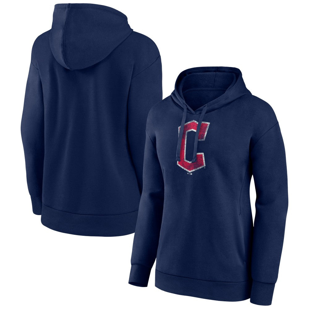 Cleveland Guardians Women's Distressed Team Pullover Hoodie - Navy Hoodies