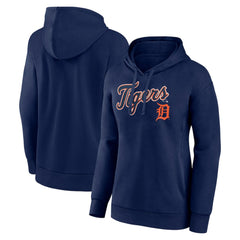 Detroit Tigers Women's Team Logo Lockup Pullover Hoodie - Navy Hoodies