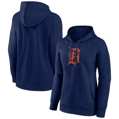 Detroit Tigers Women's Distressed Team Pullover Hoodie - Navy Hoodies