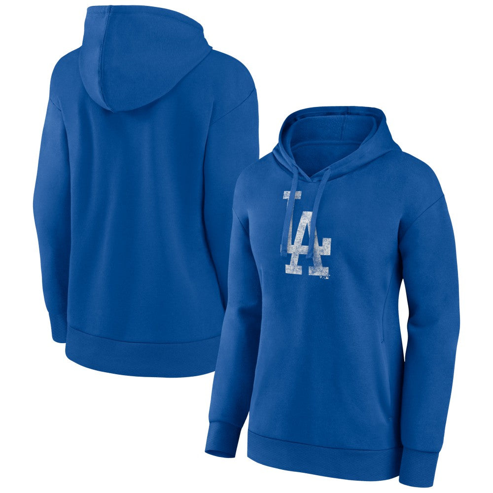 Los Angeles Dodgers Women's Distressed Team Pullover Hoodie - Royal Hoodies