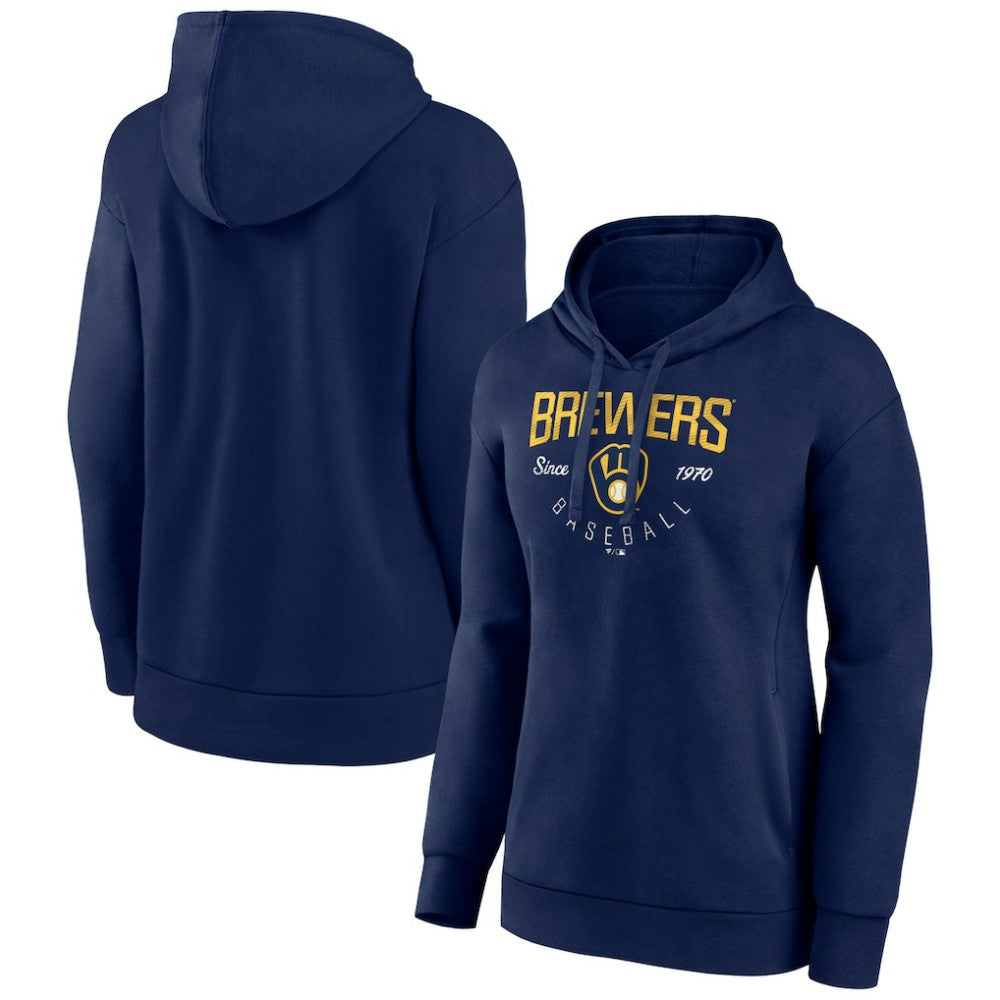 Milwaukee Brewers Women's Live For It Pullover Hoodie - Navy Hoodies