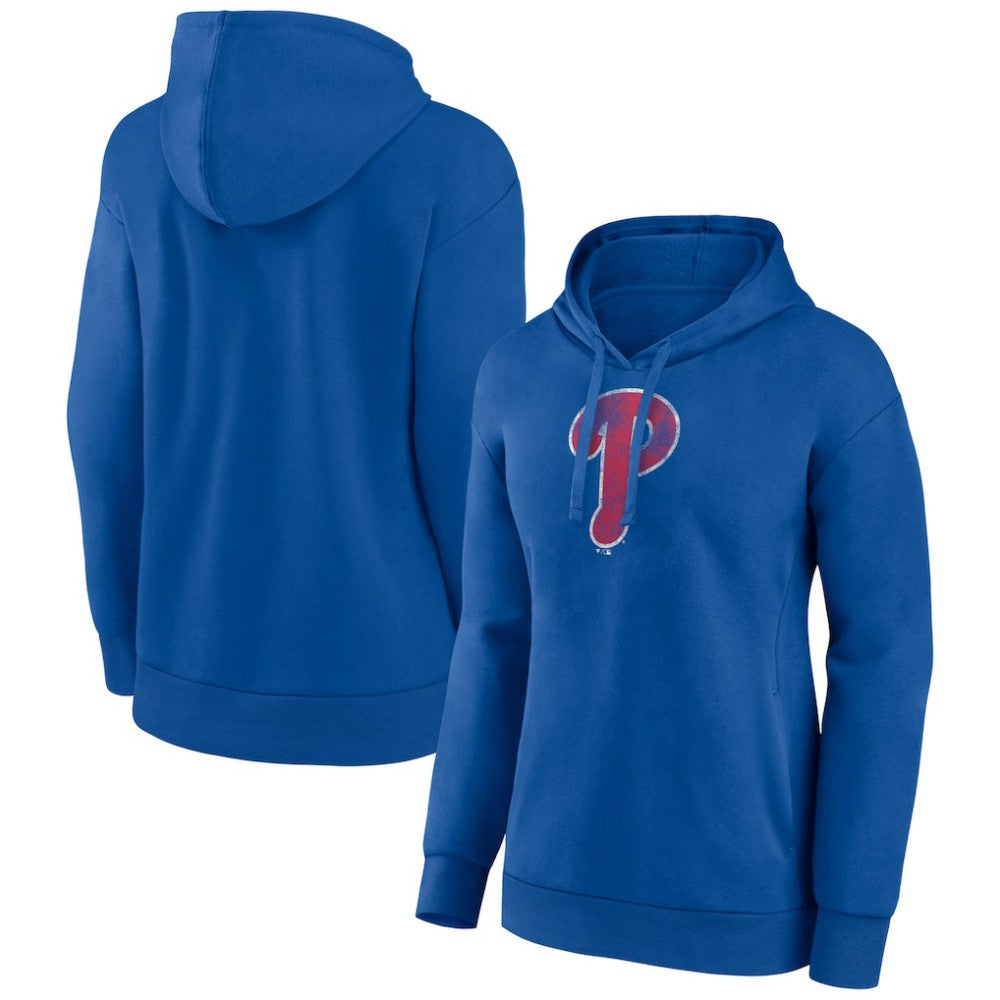 Philadelphia Phillies Women's Distressed Team Pullover Hoodie - Royal Hoodies