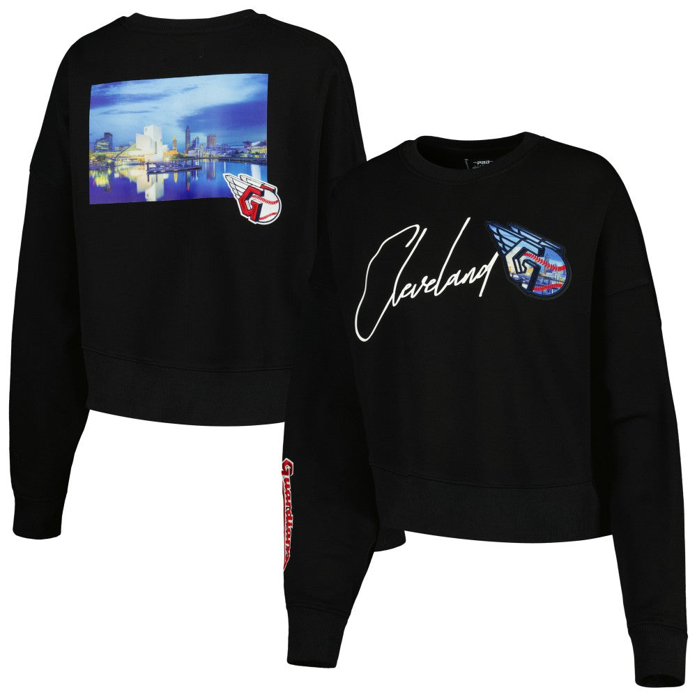 Cleveland Guardians Pro Standard Women's City Scape Pullover Sweatshirt - Black Pullover
