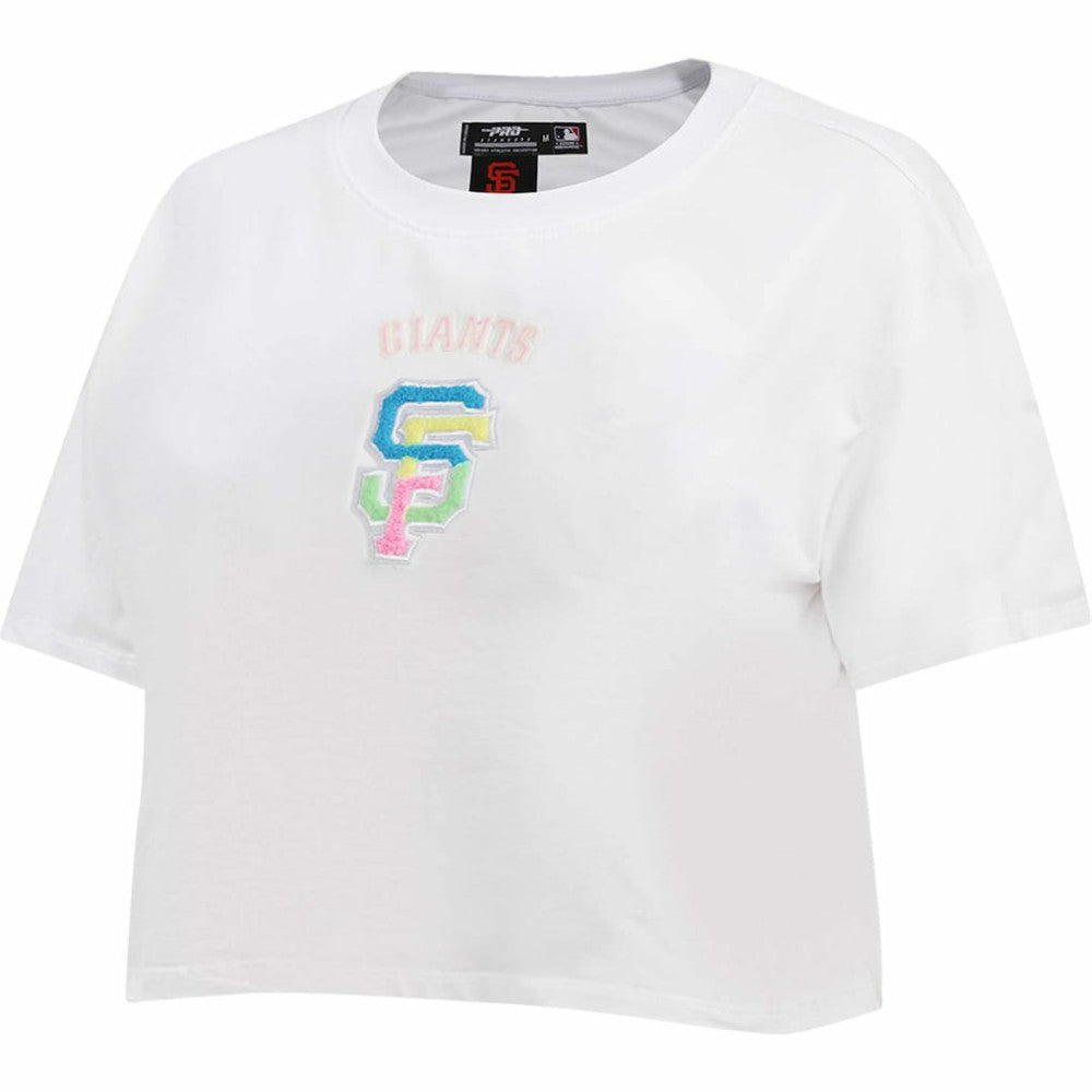San Francisco Giants Pro Standard Women's Washed Neon Cropped Boxy T-Shirt - White T-shirts